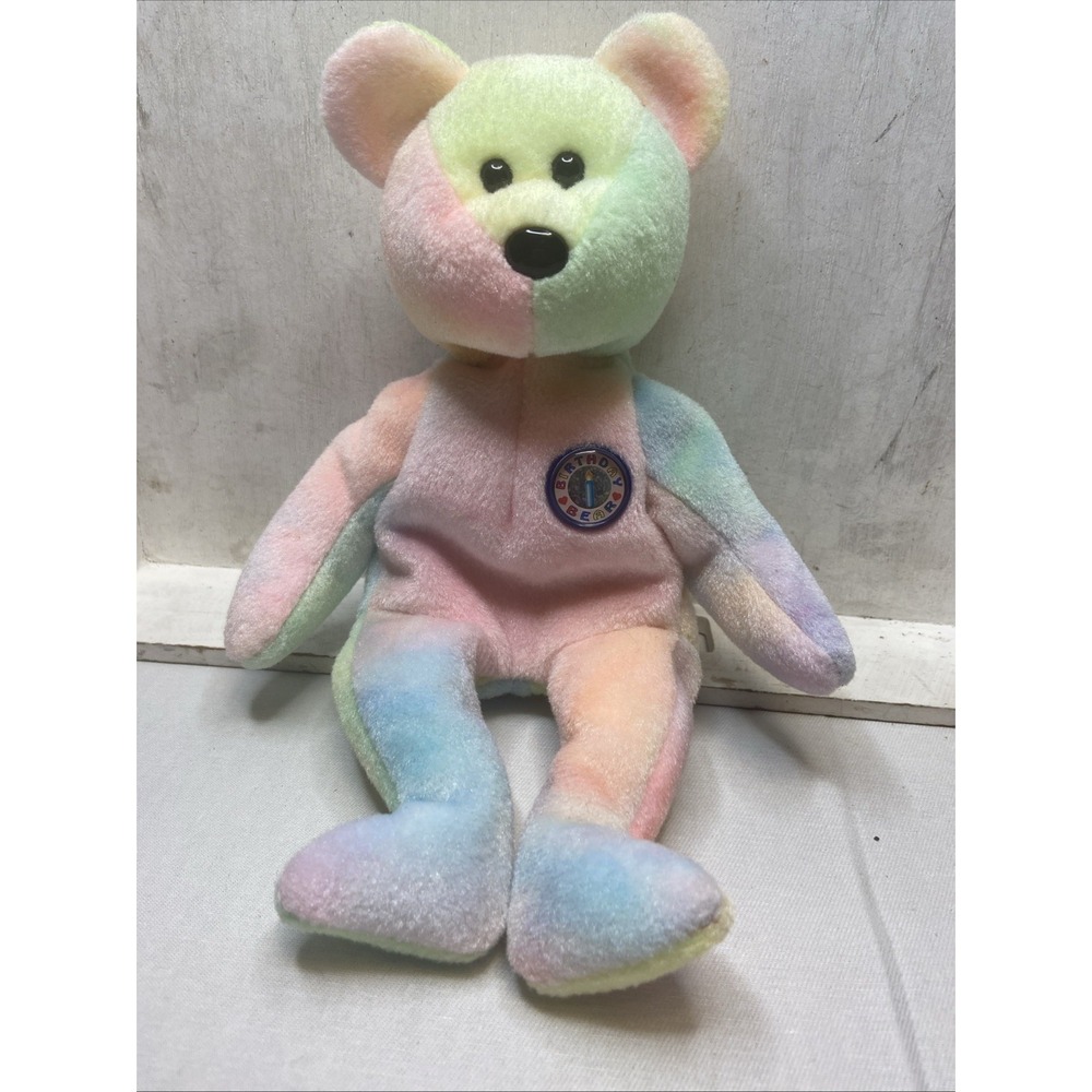 1999 B.b Birthday Bear Rainbow B-day Ty Beanie Baby Retired MWMT 10th Gen